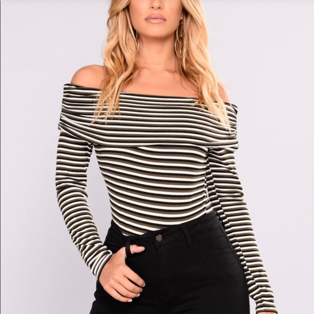 Fashion Nova Annalien Off Shoulder Striped Top